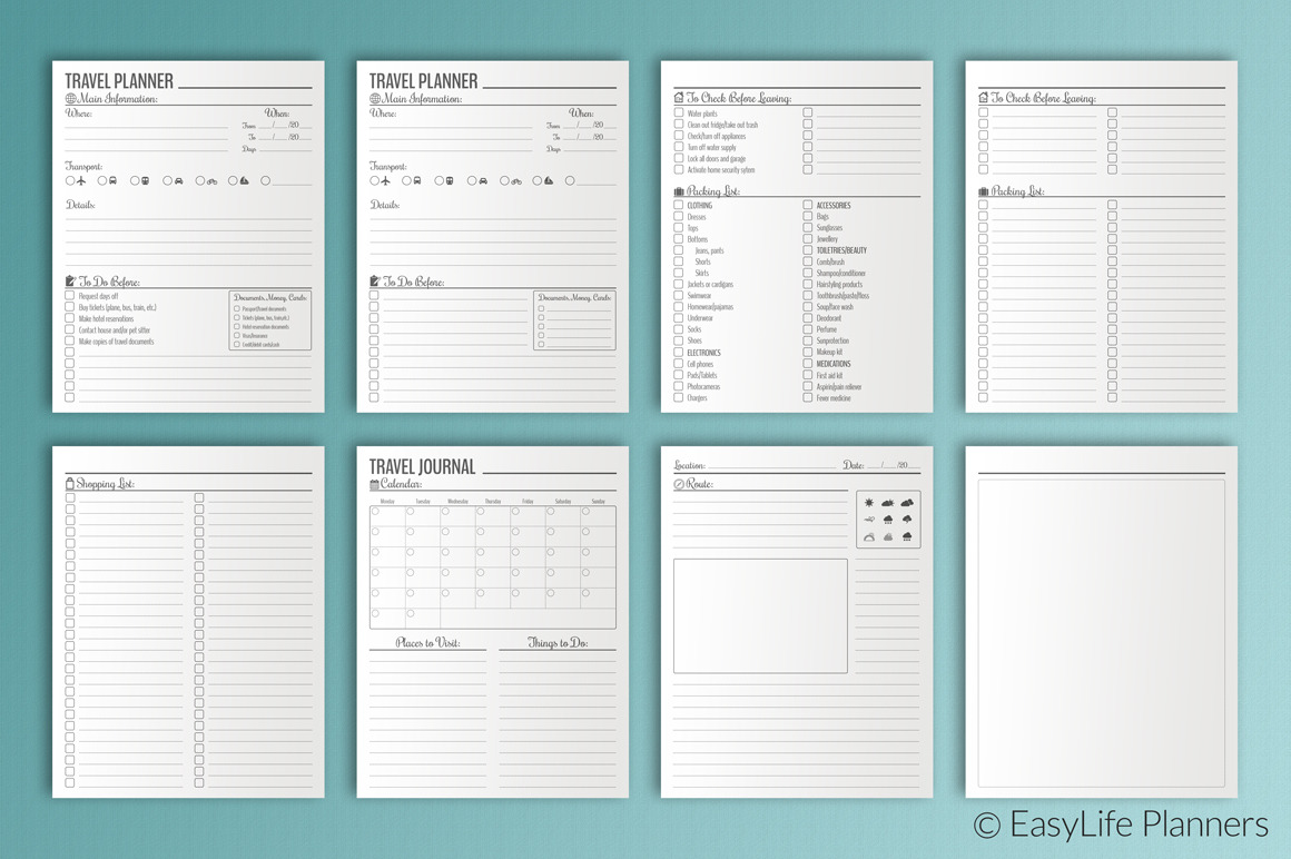 Travel Planner Letter Size Printable, a Stationery Template by ...