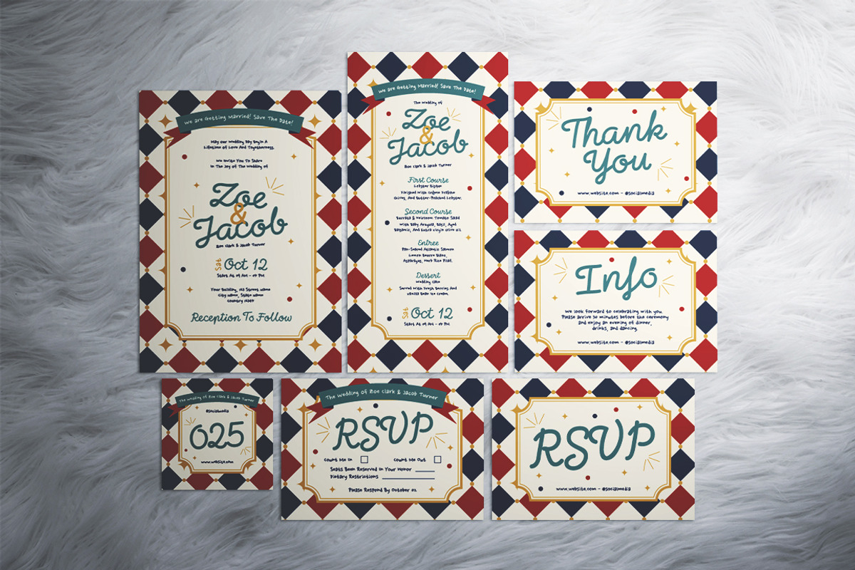 Playful Wedding Invitation Suite, a Flyer Template by The Good Store (Photo 1 of 4)