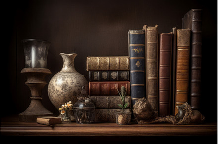 Antique bookshelf background old, a School & Education Photo by Ylivdesign