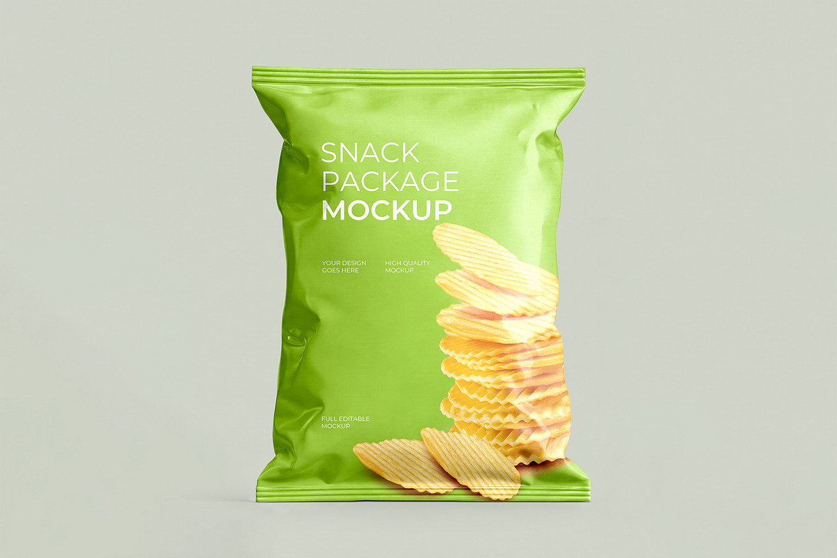 Potato Chips Snack Package Mockup, a Packaging Mockup by graphypix (Photo 1 of 4)