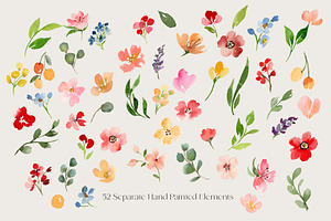 Watercolor Flowers and Wreaths