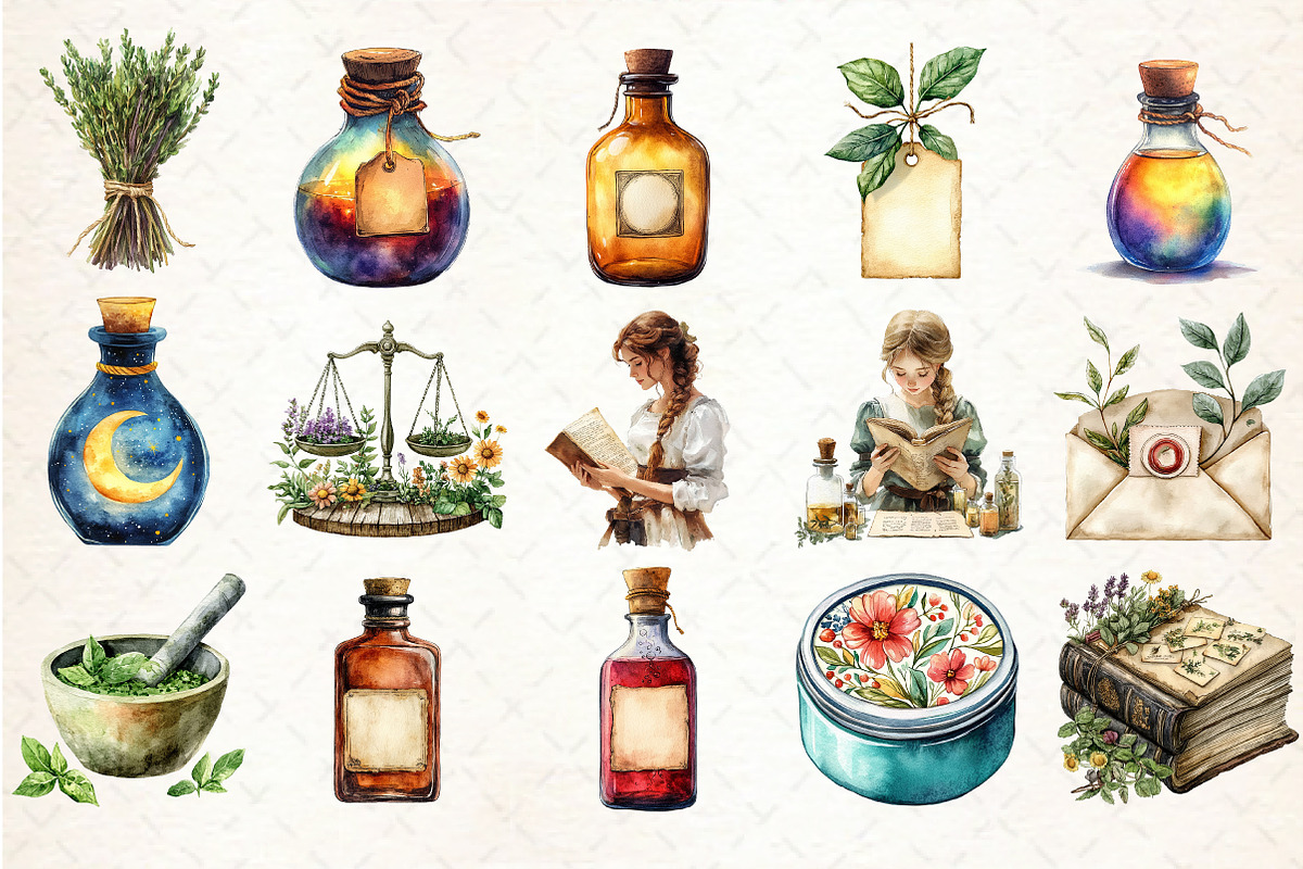 Vintage Apothecary Clipart, an Illustration by Libby Wishes (Photo 2 of 4)