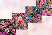 Floral Zebra Print Digital Papers, a Pattern Graphic by SVGArt (Thumbnail 5 of 9)