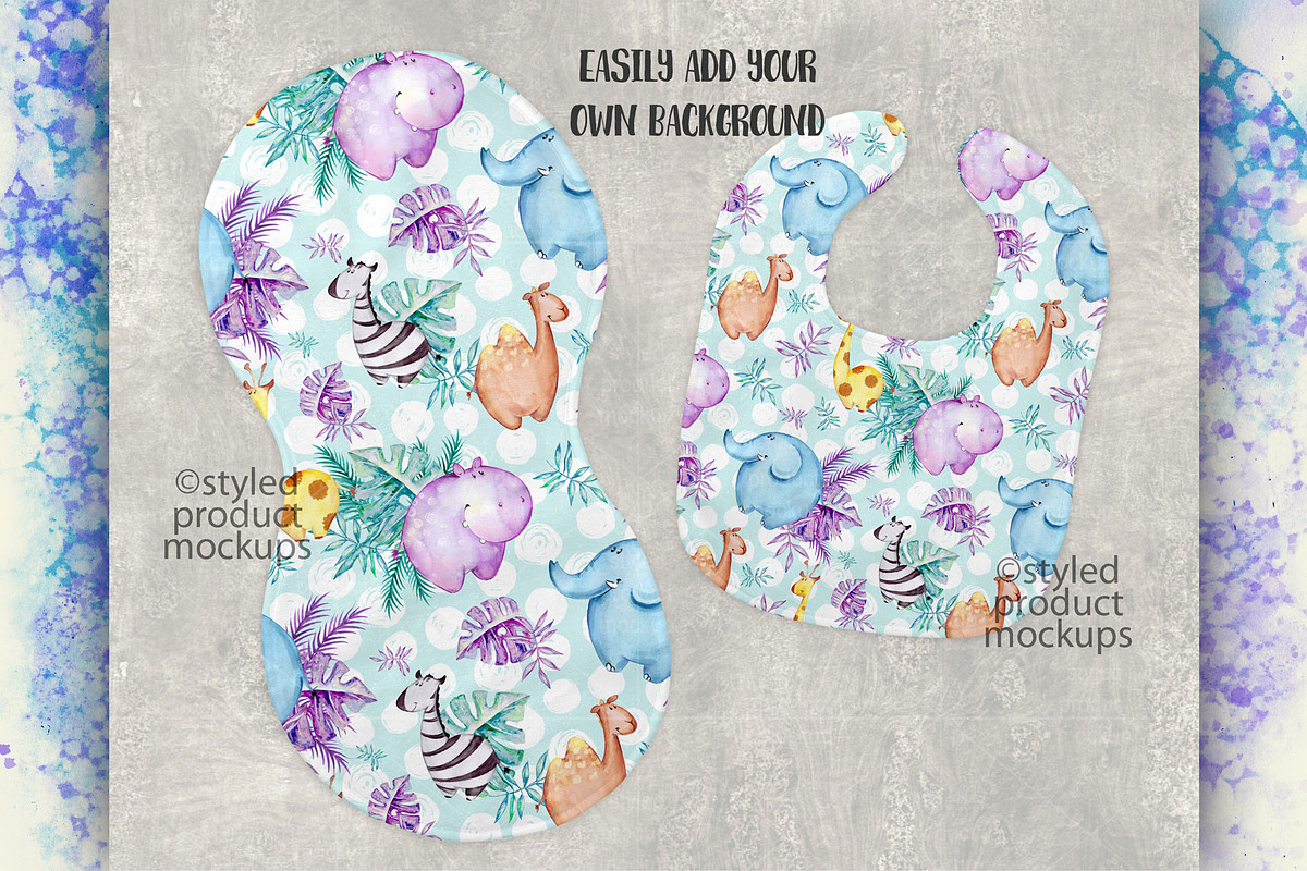 Baby bib and burp cloth mockup, a Product Mockup by StyledProductMockups (Photo 3 of 4)