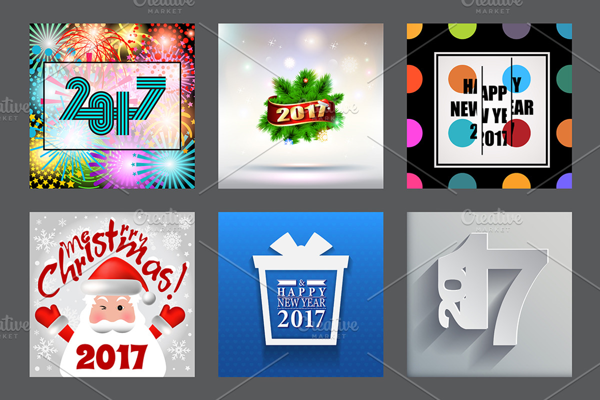 2017 Happy New Year Greeting Cards, a Background Graphic by GalaStudio (Photo 10 of 10)