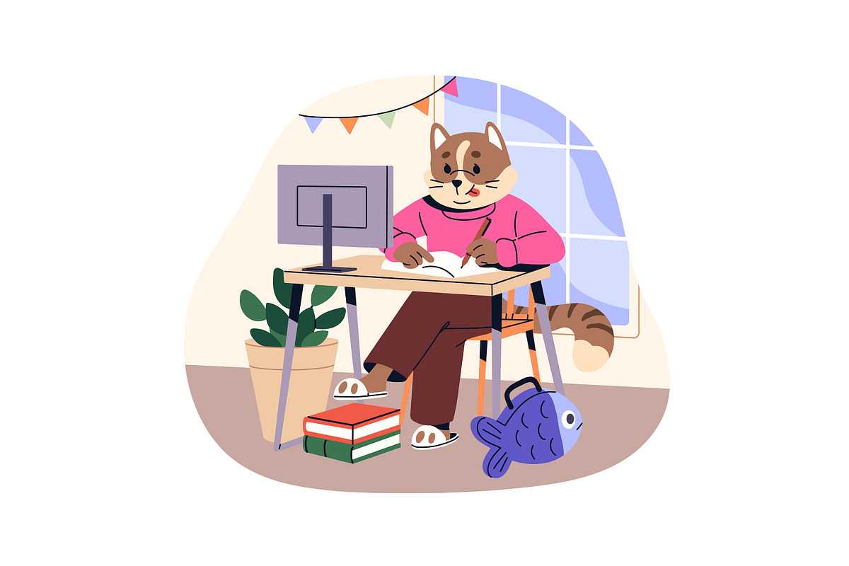 Cute animals students study set, an Education Illustration by PaperTrident (Photo 13 of 13)