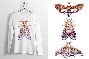 Vintage Moths Dark Forest Collection