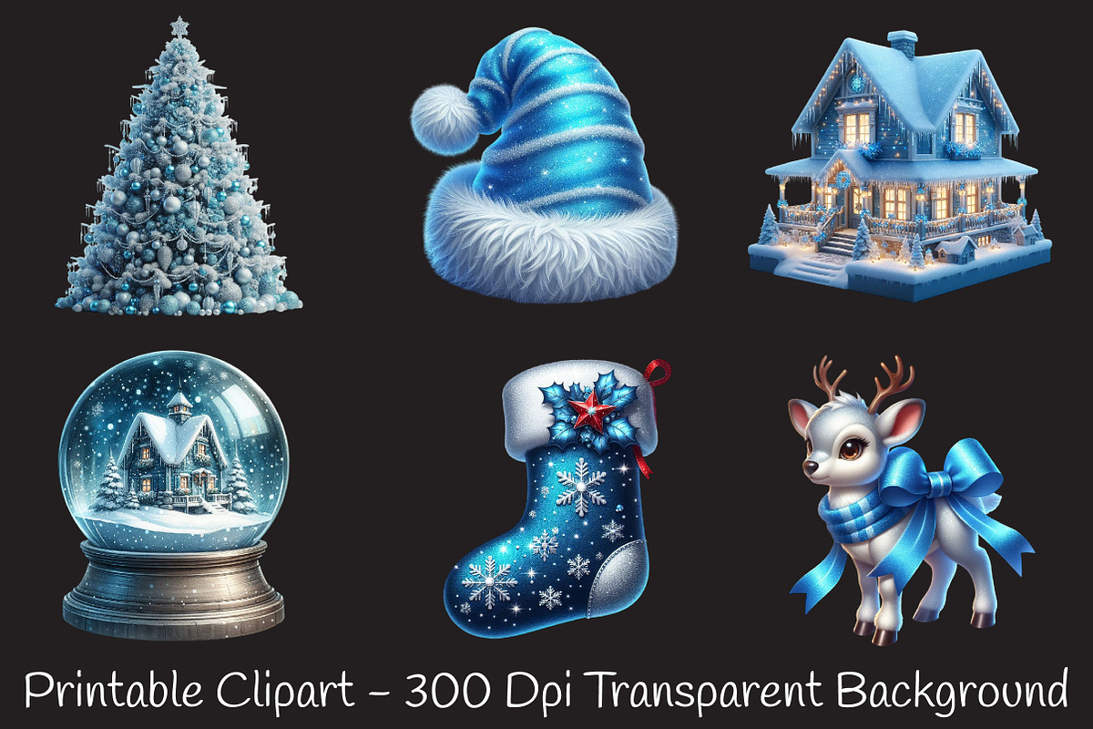 Blue Winter Christmas Aesthetic Pack, an Illustration by RobertsArt (Photo 3 of 7)
