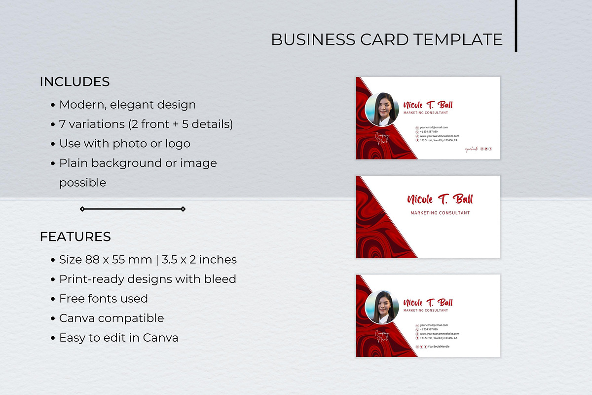 Business Card Canva Template, a Business Card Template by B2 Studio (Photo 2 of 11)