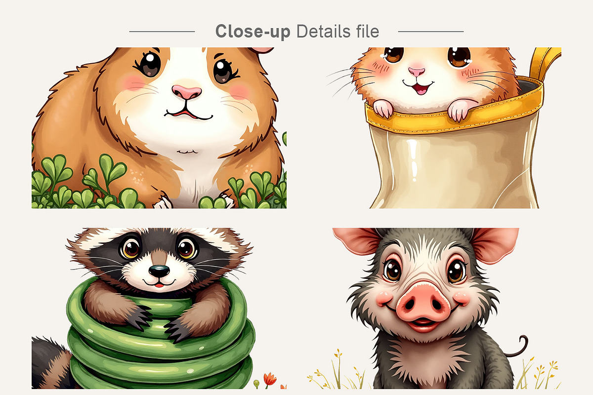 UglyCute Spring Watercolor Clipart, an Animal Illustration by Artnoy (Photo 4 of 8)