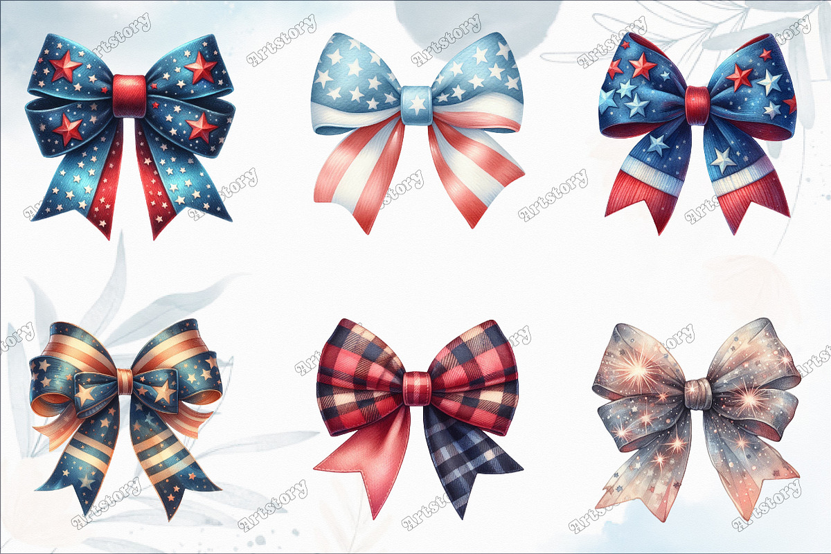 4th of July Bow Clipart Bundle, a Graphic by designcity5 (Photo 2 of 5)