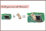 Bunny & Skunk-Watercolor Clipart, an Animal Illustration by VianneArt (Thumbnail 7 of 8)