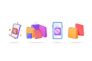 Online shopping mobile app set with, a Technology Illustration by Abscent