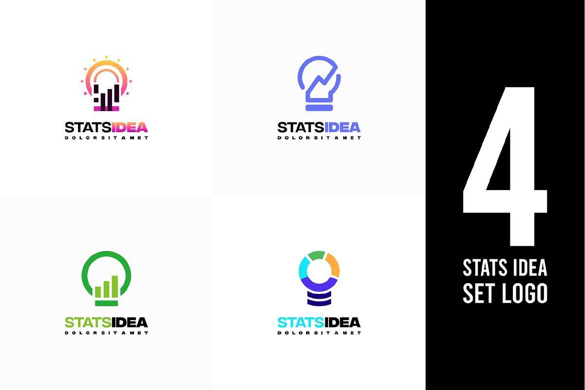 Set of Idea Stats Logo designs, a Branding & Logo Template by Lucky Creative (Photo 1 of 5)