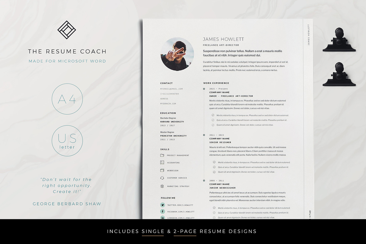 Resume Template / CV, a Resume Template by TheResumeCoach (Photo 1 of 3)