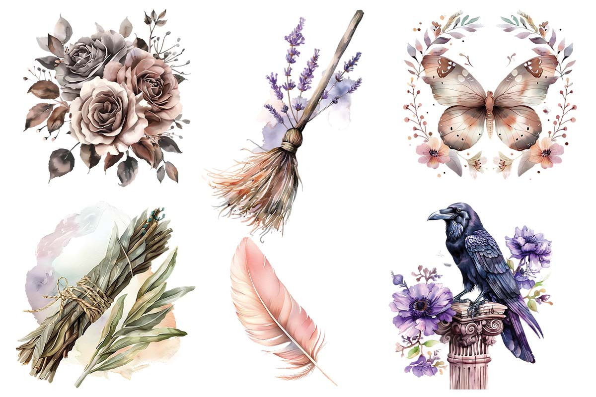 Whimsigoth Halloween Clipart Bundle, a Decorative Illustration by Moon Studio (Photo 4 of 5)