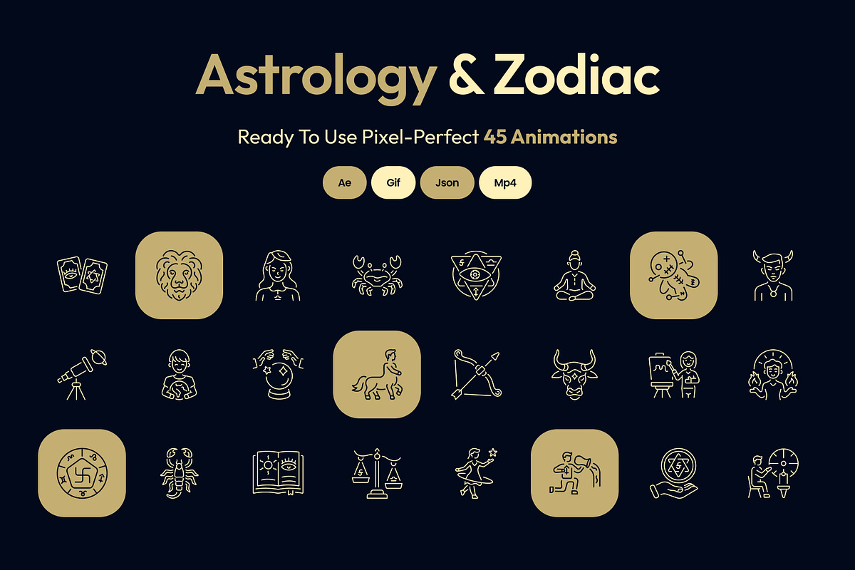 Animated Astrology and Zodiac Icon Set