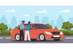 Criminal arrest process. Policeman, a Transportation Illustration by YummyBuum