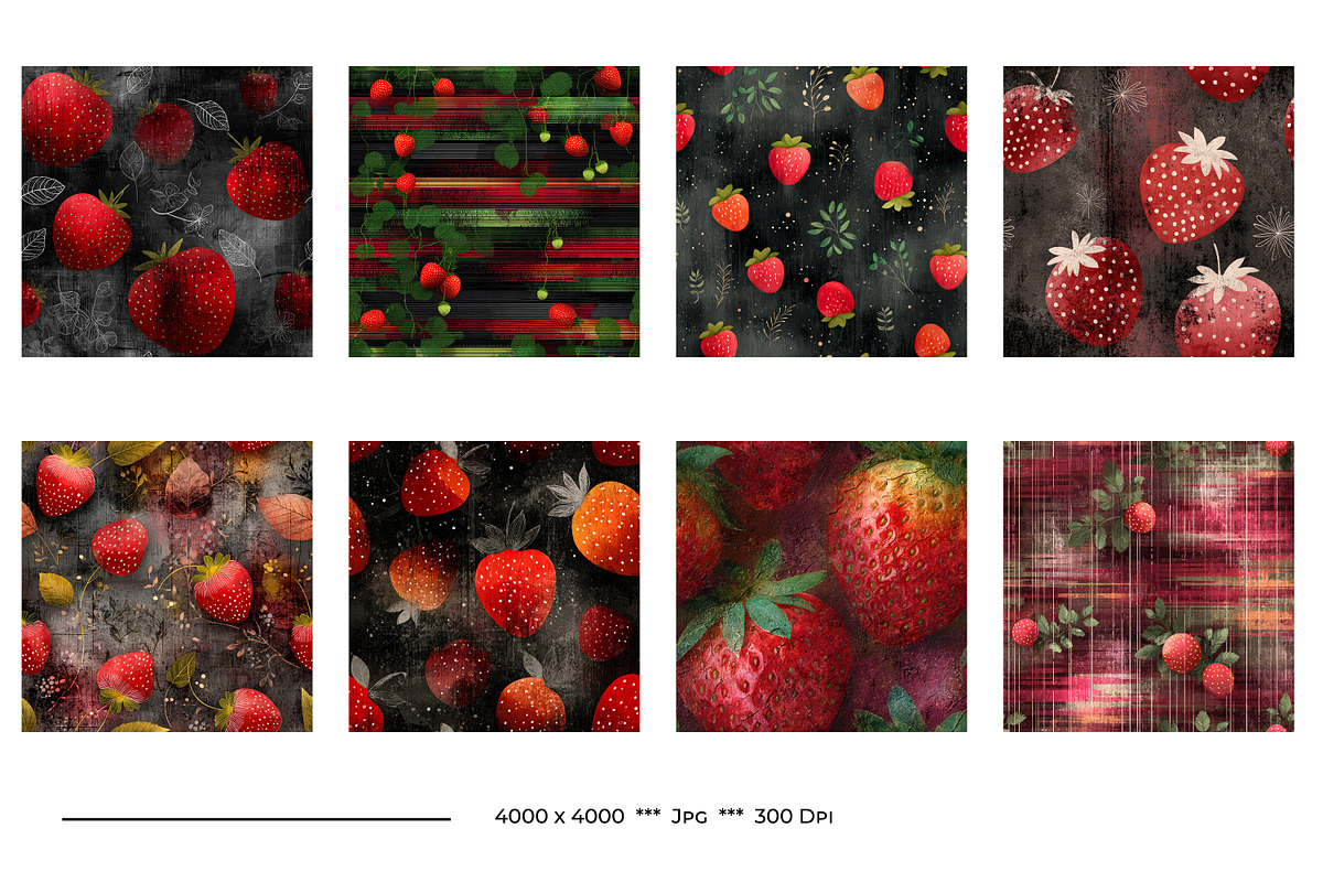 Strawberry Retro Art Style Patterns, a Pattern Graphic by karenfoleyphoto (Photo 11 of 16)