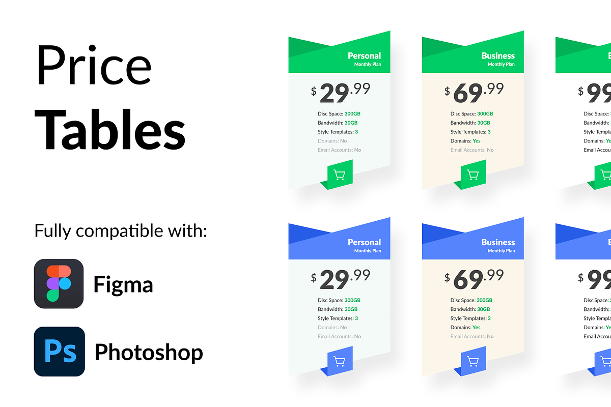 Mini Pricing Tables, an UI Kit Template by Ecolor Studio (Photo 1 of 2)