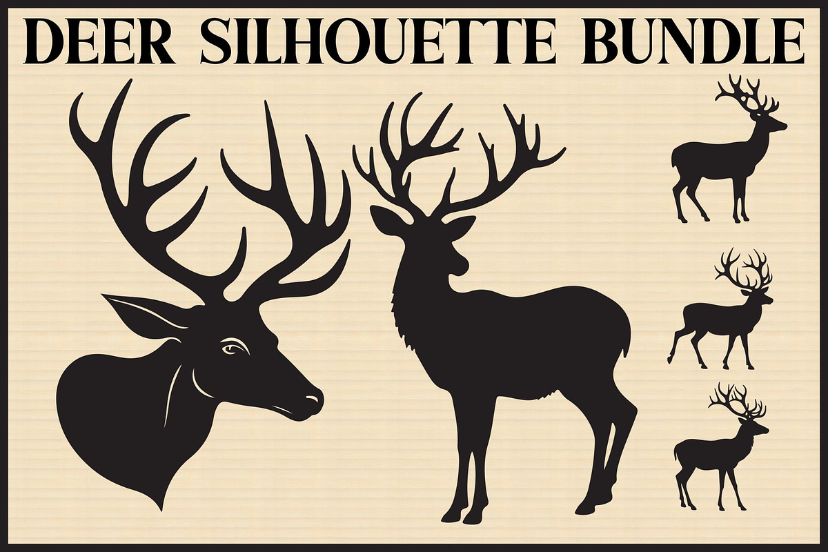 Deer Silhouette Bundle, an Illustration by Designer_Momina (Photo 1 of 7)