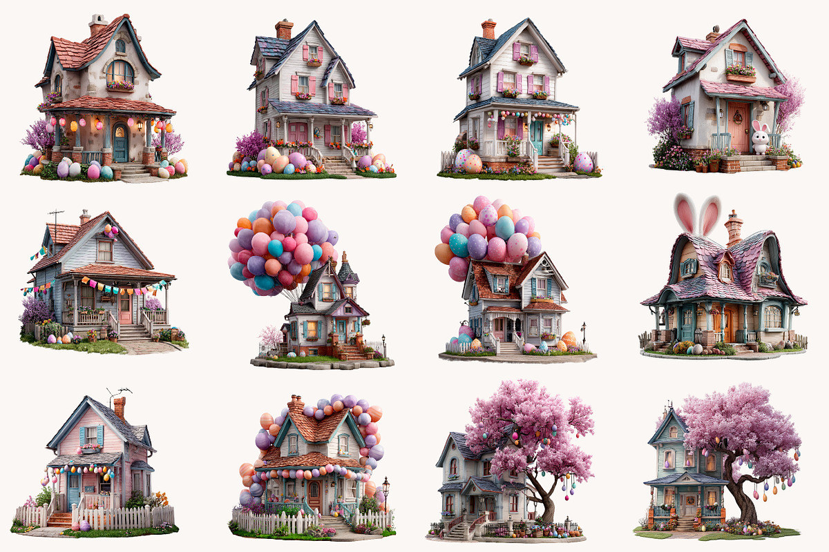 Whimsical Easter House clipart, an Illustration by Designworld (Photo 3 of 10)