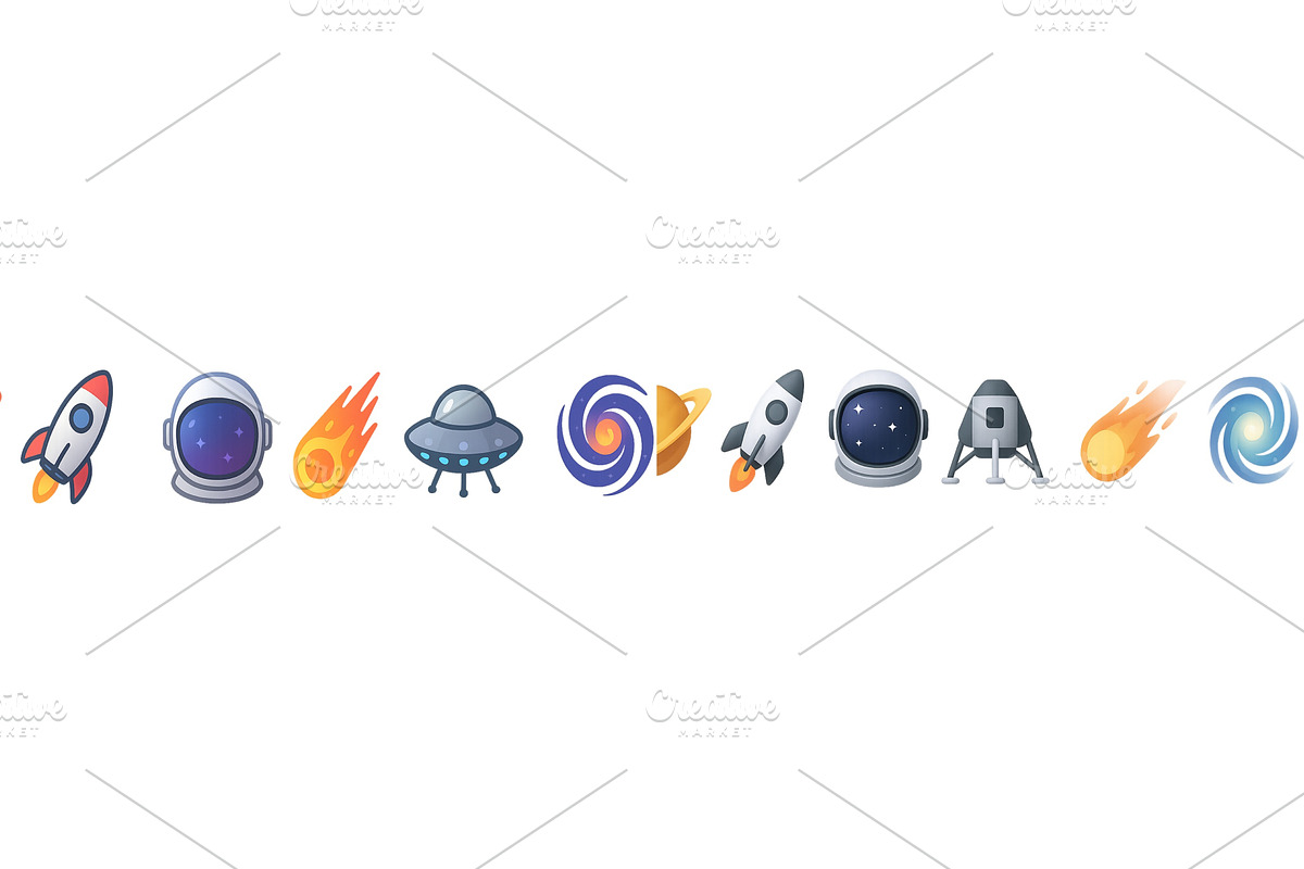 Creative space-themed icons showcase, a Technology Illustration by ZinetroN
