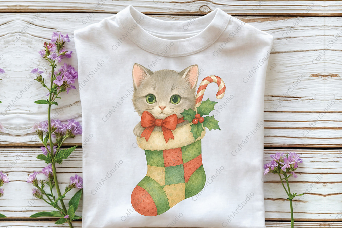 Christmas Cat Kitten Stocking PNG, an Illustration by CraftArtStudio (Photo 2 of 4)