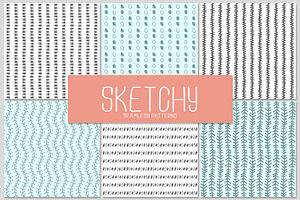 6 SKETCHY seamless patterns