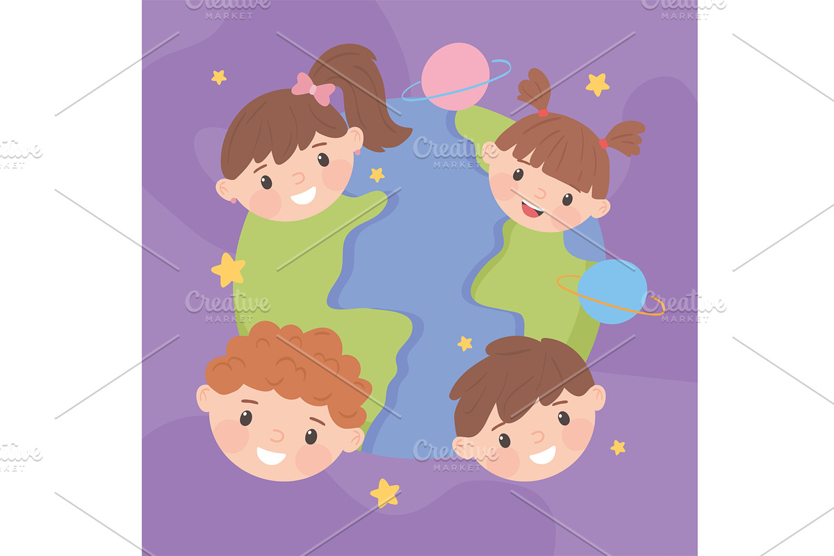 world childrens day, faces kids, a Person Illustration by studiogstock