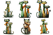 Quirky Christmas Cat Gang Clipart, an Illustration by DreamArtGraphic (Thumbnail 4 of 5)