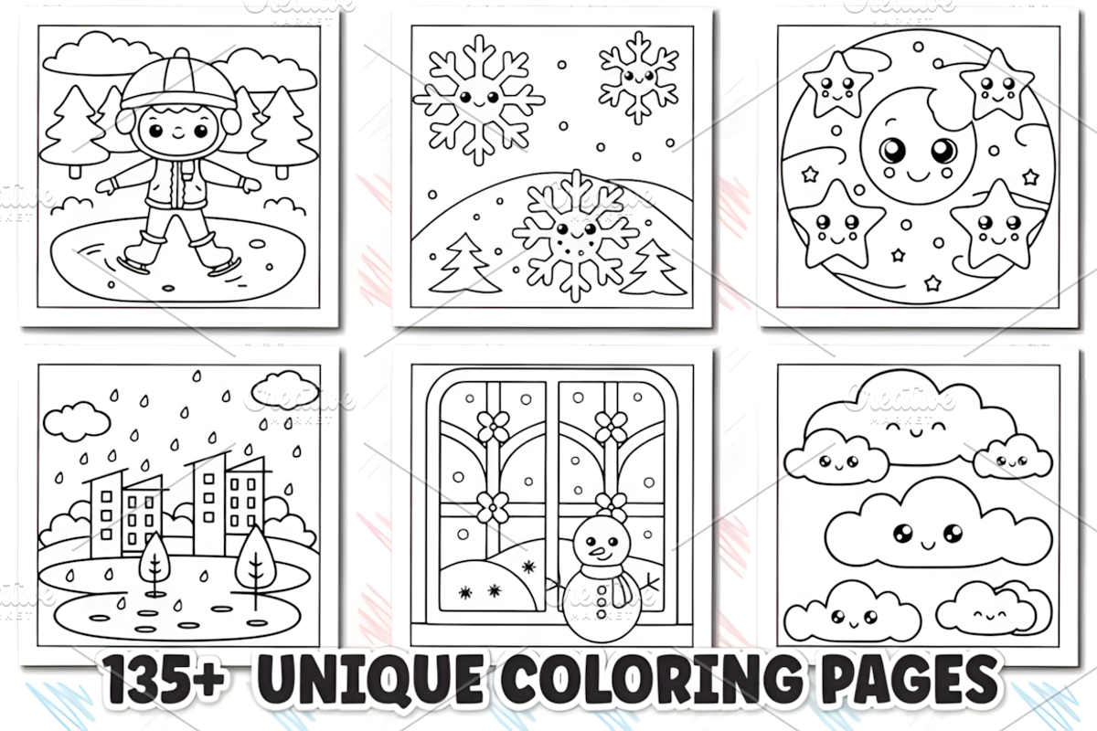 Cute Weather Coloring Book for Kids, a Decorative Illustration by Design Station (Photo 3 of 7)