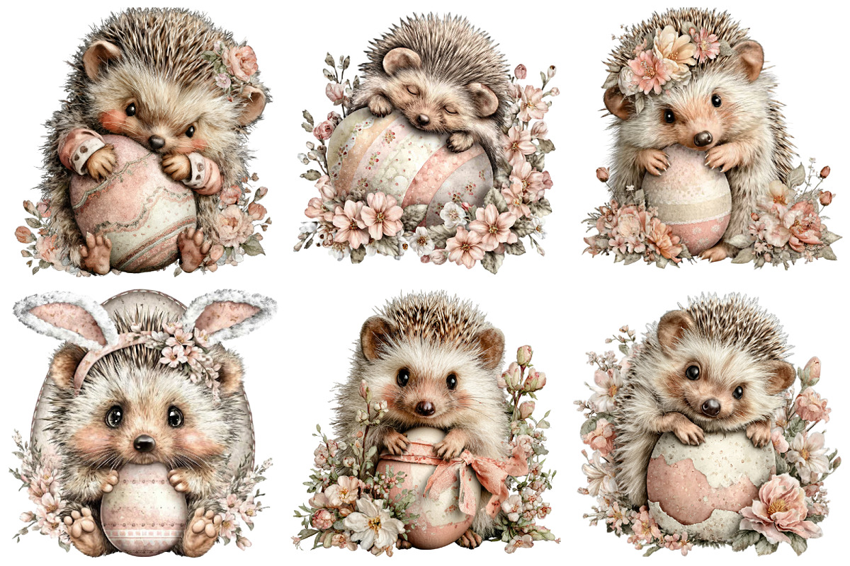 Whimsical Easter Hedgehog Clipart, a Graphic by CitraGraphics (Photo 2 of 4)