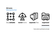 50 Messaging App Micro Icons, an Outline Icon by Side Project (Thumbnail 3 of 5)