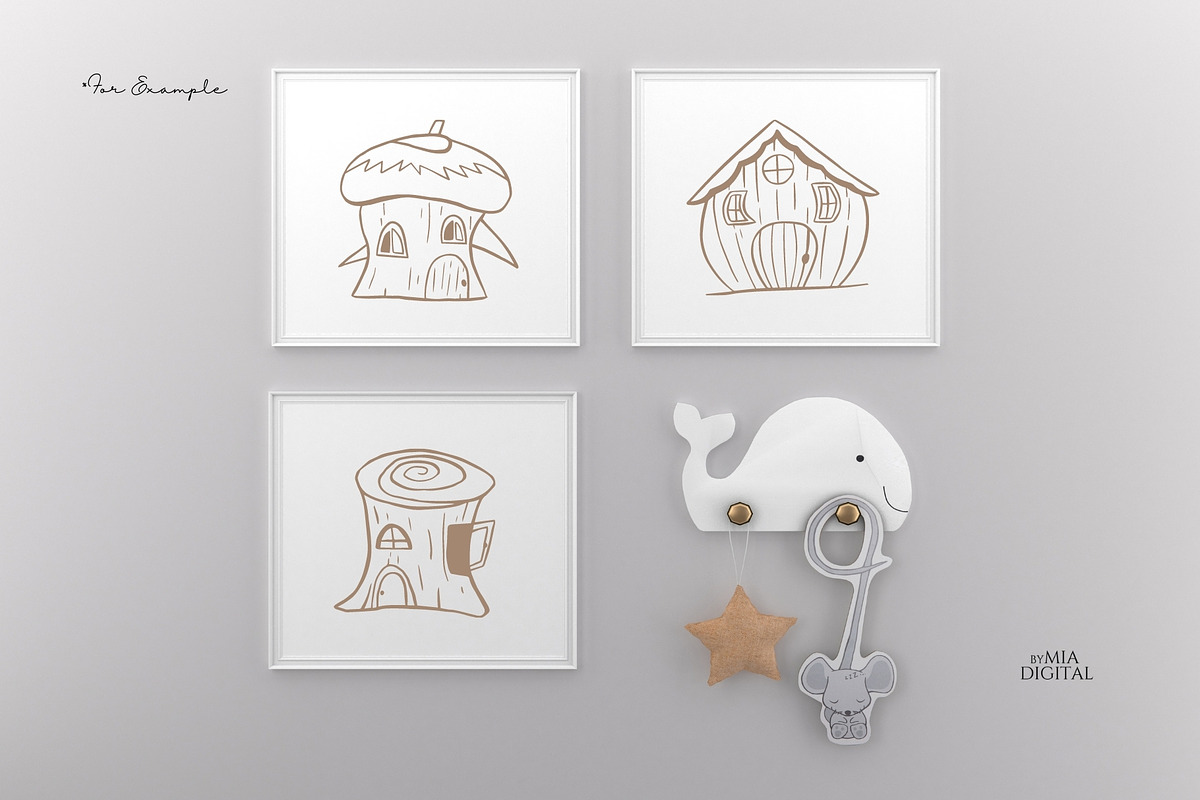 Wooden House Lineart Vector Cliparts, an Illustration by Mia Digital (Photo 5 of 5)