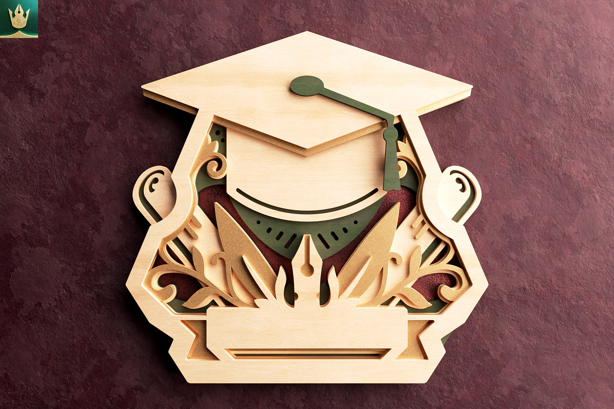 Graduation Cap Wall Art 3D Layered, an Object Illustration by pixaroma (Photo 5 of 8)