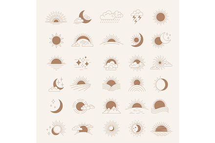 Sun rising. Labels or logo set with, a Graphic by Onyx