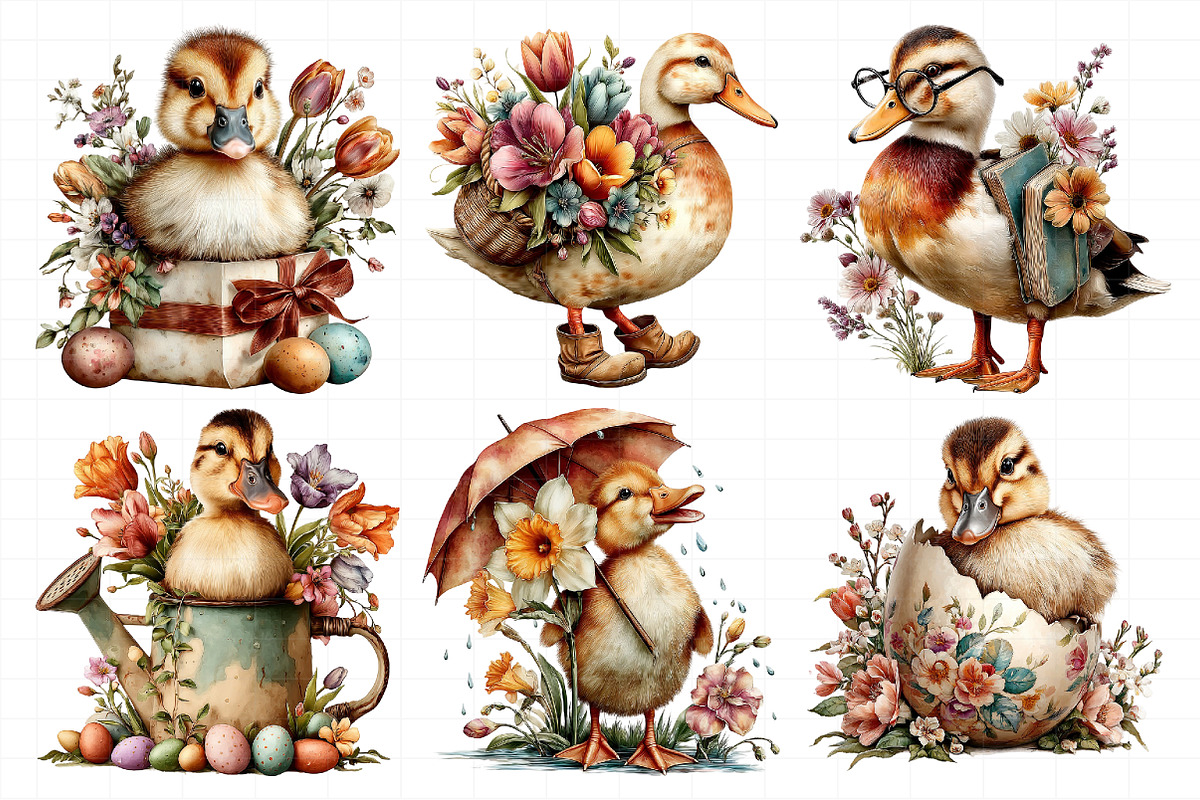 Cute Easter Ducks Clipart, an Illustration by Daily.Designs (Photo 4 of 8)