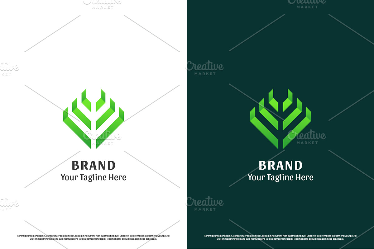 Abstract Green Rhombus Logo Design, a Branding & Logo Template by Morvana Crew