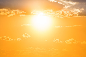 Panoramic sunset sky