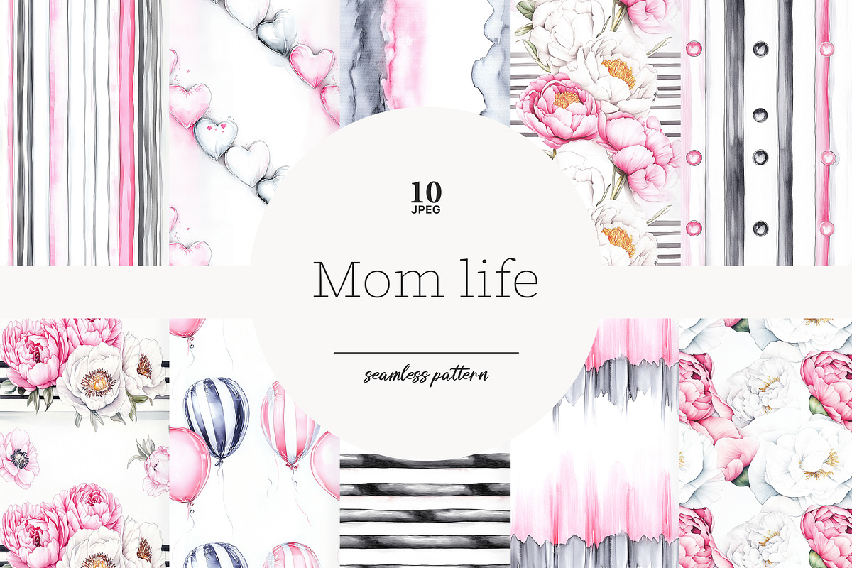 Mothers Day Digital Paper, a Pattern Graphic by GlamArtZhanna (Photo 1 of 4)