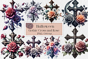 Halloween Gothic Cross and Rose, an Illustration by Creative Art (Thumbnail 1 of 4)