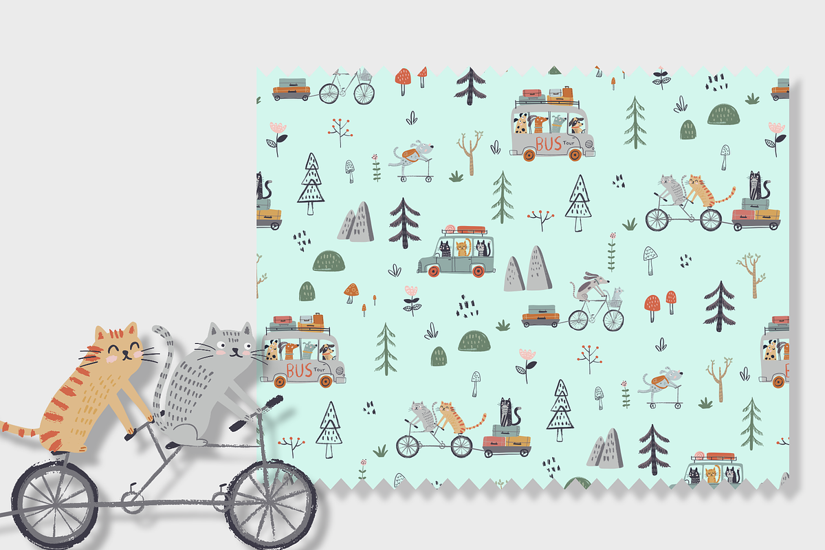 Cute Dogs and Cats Pattern, a Pattern Graphic by Lady Bruniere Design (Photo 6 of 9)