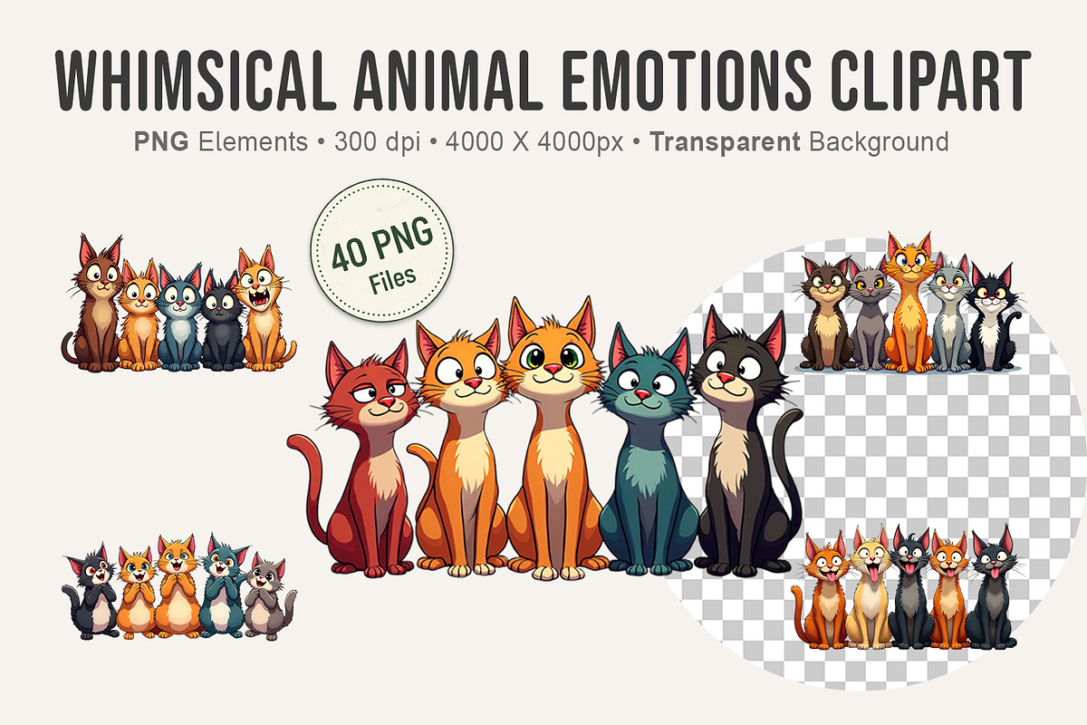 Whimsical Animal Emotions Clipart, an Illustration by Artnoy (Photo 1 of 8)