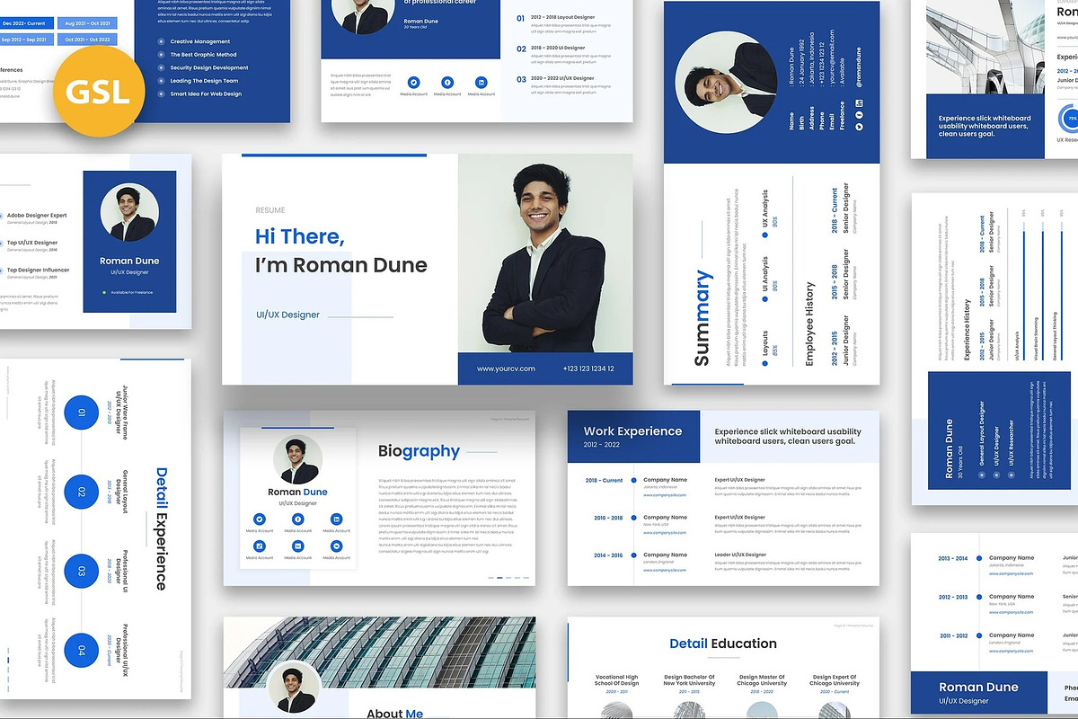 Yourcv - Personal Resume GSlides, a Presentation Template by Fit-tee (Photo 1 of 4)