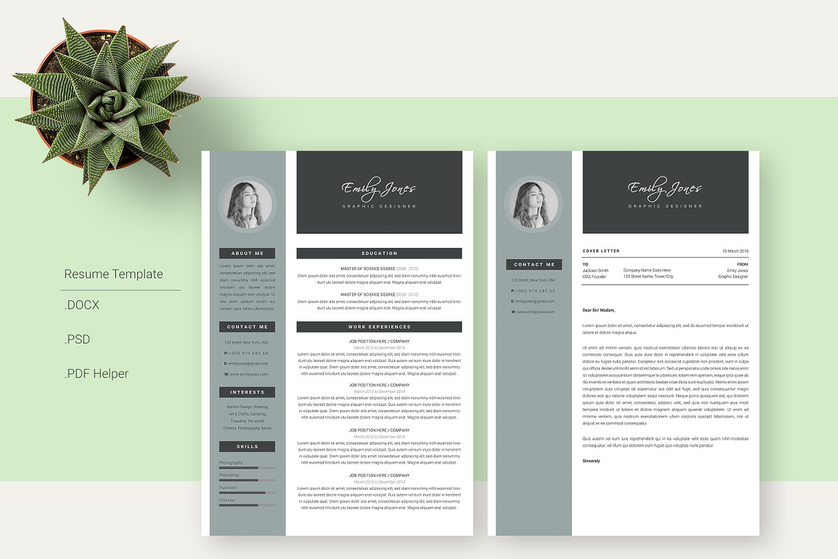 Color Simple CV-Resume Template *C, a Resume Template by Showy68 Template