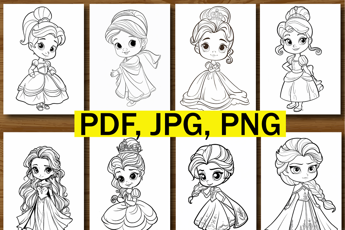 Princess Coloring Pages for Kids, an Illustration by Design Zone (Photo 6 of 7)
