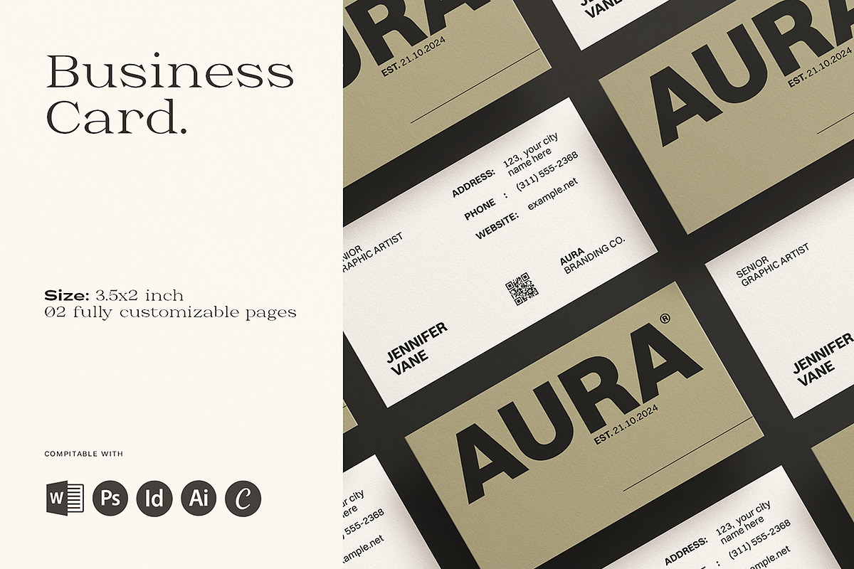 Elegant Business Card Template, a Business Card Template by ArtisanaAura (Photo 1 of 11)