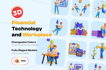 Financial Technology and Workplace, an Object 3D Model by orenjidesign