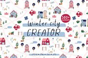 Winter city creator - vector + Canva, a Seasonal Illustration by Valerie (Thumbnail 1 of 16)